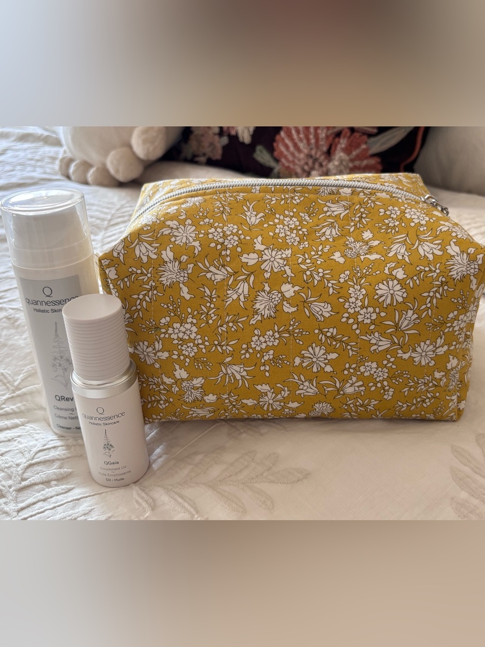 Mustard Floral Boxy Cosmetic Bag NEW